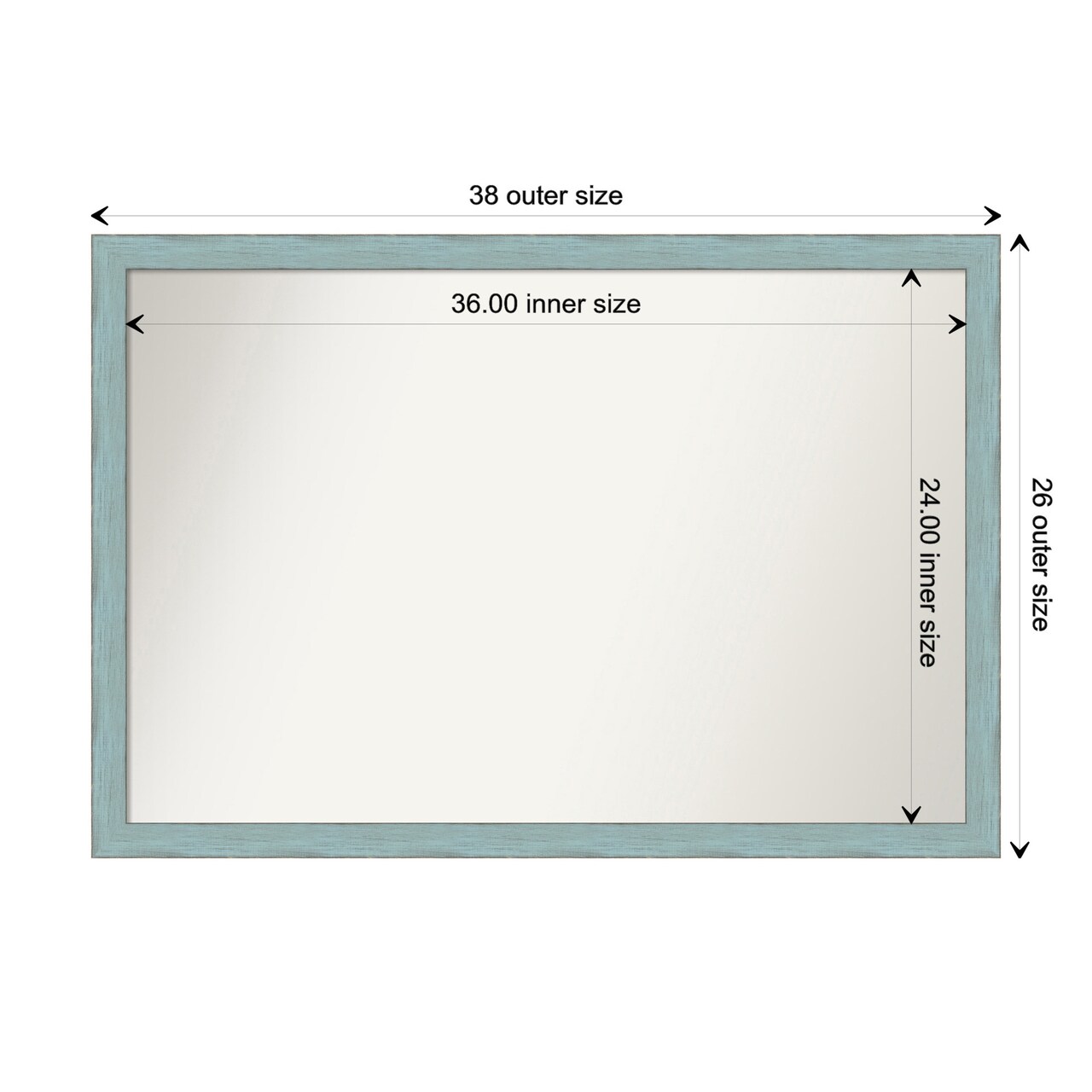 Amanti Art Non-Beveled Wood Wall Mirror, Sky Blue Rustic Frame